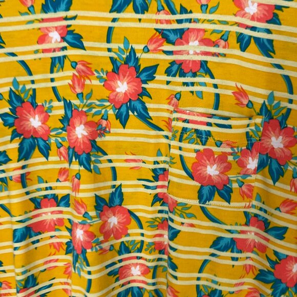 Lularoe Uneven Hem Yellow Floral Short Sleeve Swing Style T-Shirt Dress Size M - Picture 6 of 10